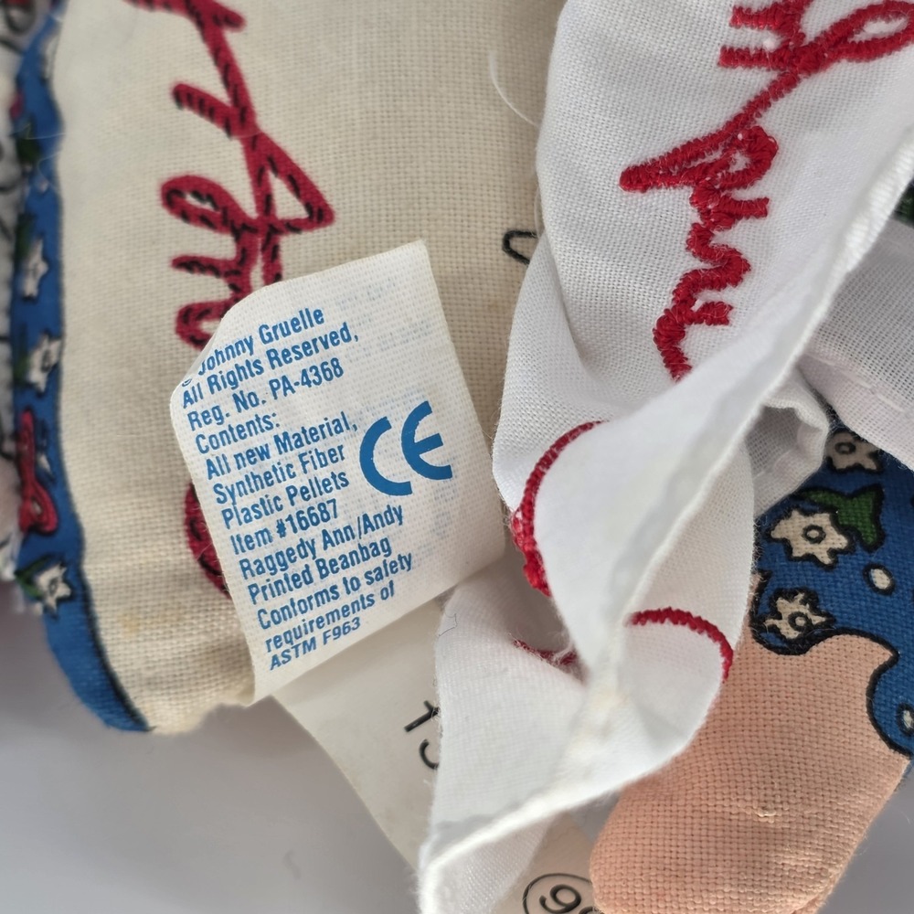Vtg Applause Raggedy Ann Doll Beanbag Soft Cloth Rare 7" Height Handheld Plush - Picture 6 of 8